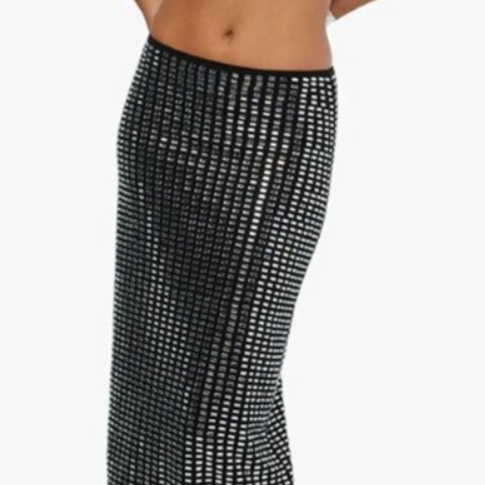 WeWoreWhat Geo Crystal Midi Skirt in Black – NWT Size S
